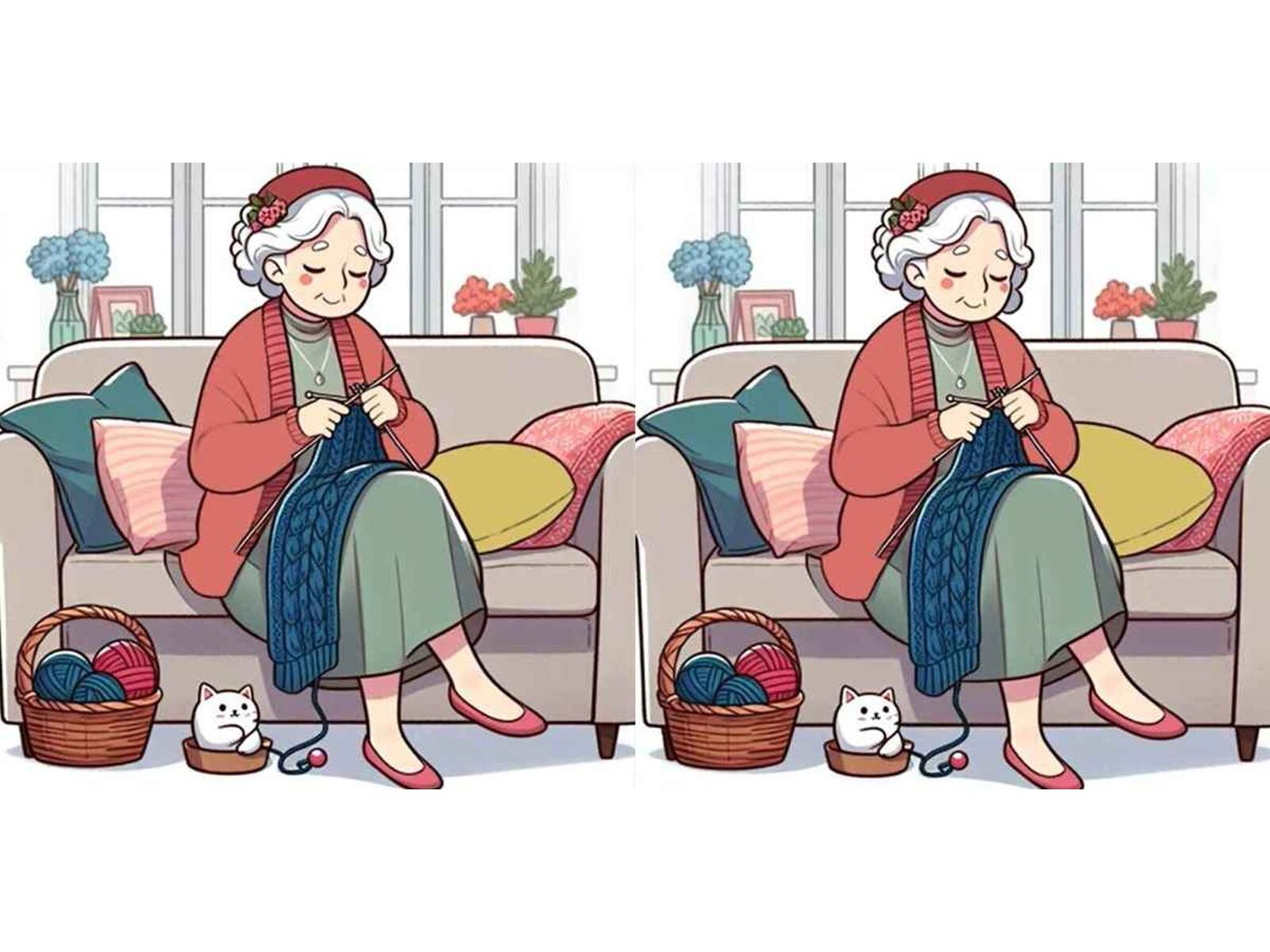 RETO VISUAL | Los lectores con los ojos más agudos pueden encontrar tres diferencias entre las imágenes de la abuela tejiendo suéteres en 15 segundos. ¿Puedes?