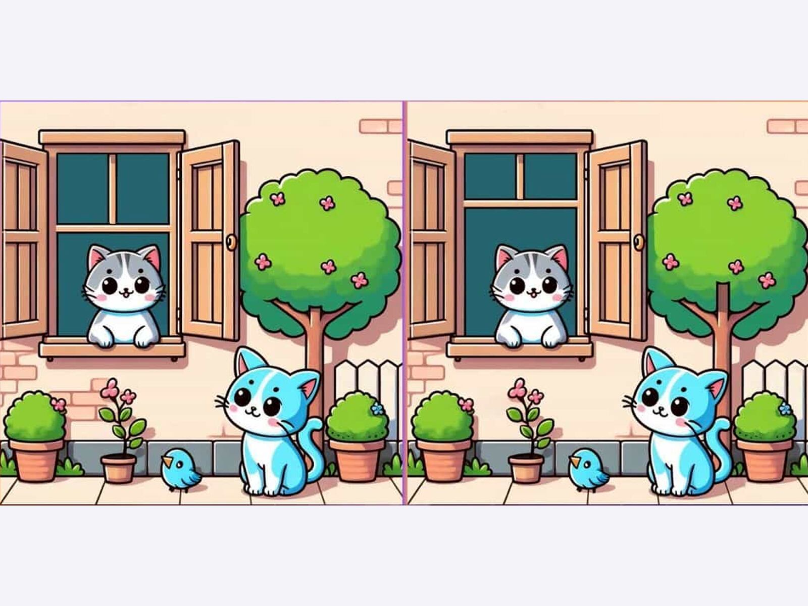 En este juego visual, te presento una tierna imagen de dos gatitos jugando juntos. A primera vista, parecen idénticos, pero hay 3 sutiles diferencias que deberás encontrar para superar el reto.