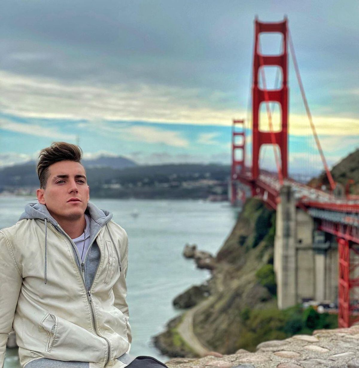 "Empezamos la travesía en San Francisco, puente Golden Gate, no sé si se acuerdan de la película de Spiderman!", escribió en noviembre de 2021 (Foto: Agustín Fernández / Instagram)